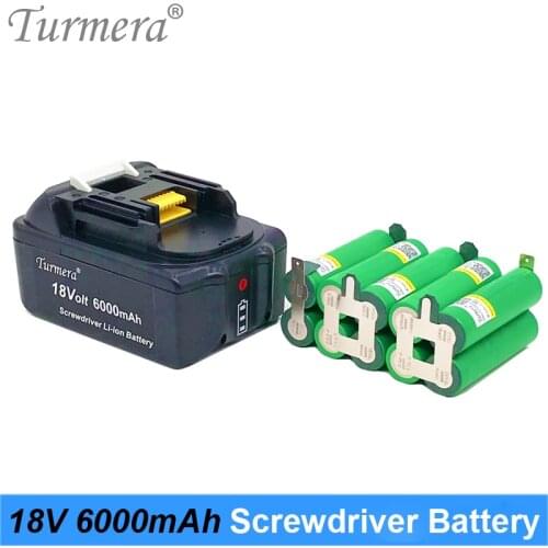Turmera 18V 6000mAh Screwdriver Battery US 18650VTC6 3000mAh 30A Reachargeable Lithium Battery Cell with 5S BMS for Power Tool