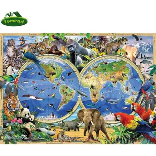 5D DIY Diamond Embroidery World Map Mosaic Home Decoration Animal Drawing Family Diamond Painting Cross Stitch Rhinestone Kits