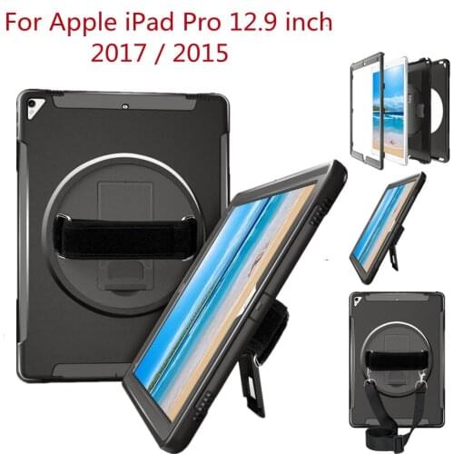 Holder Case Heavy Duty Hybrid Shockproof Armor iPad Cover Case For Apple iPad Pro12.9 inch 2015 2017 Tablet Hand Strap iPad Case