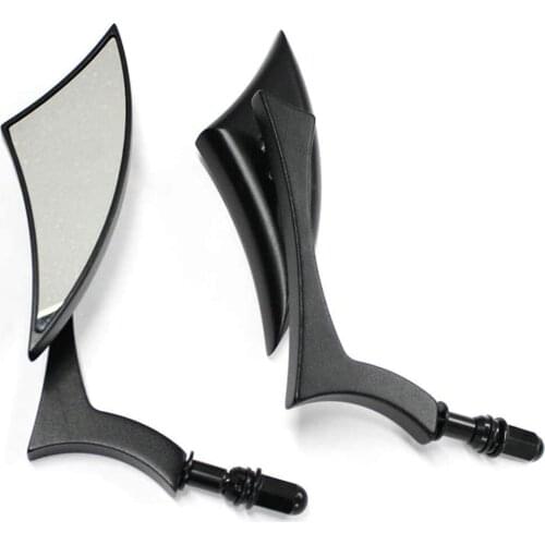 Black Motorcycle Mirrors Aluminum Blade Spear Rearview Side Mirror 8/10mm