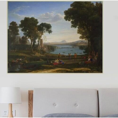 Citon Claude Lorrain《Landscape with the Marriage of Isaac and Rebecca》Canvas Oil Painting Art Picture Wall Decor Home Decoration