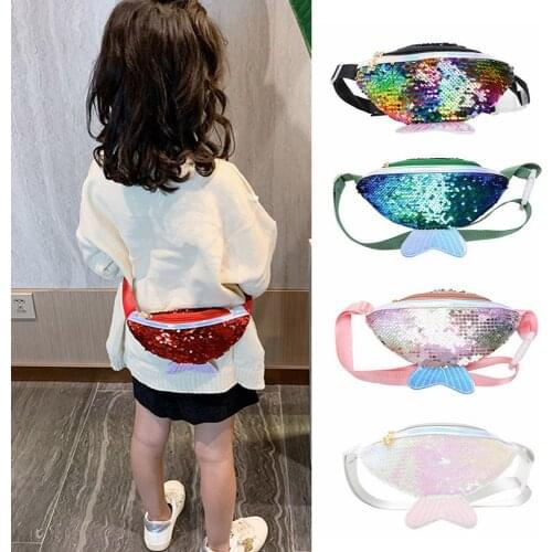 Kids Leather Wasit Bag Shinny Sequins Fanny Packs Baby Girls Phone Coin Purse Belt Bag Boy Chest Bag Fanny Pack
