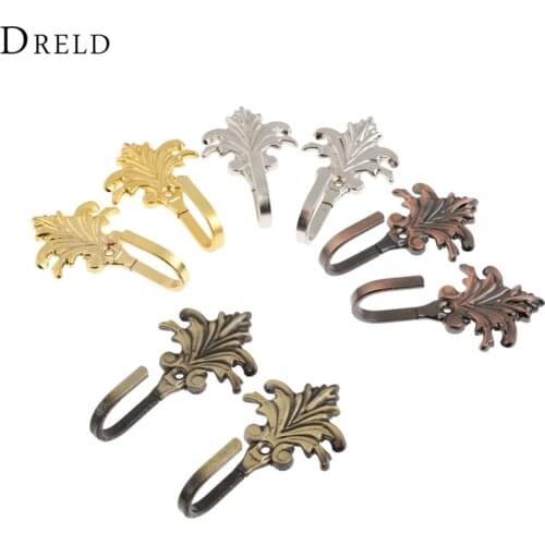 DRELD 2Pcs Vintage European Pattern Wall Tieback Curtain Hook Towel Hanger For Cloth-hat Hook Curtain Drapery Door Wall Hooks