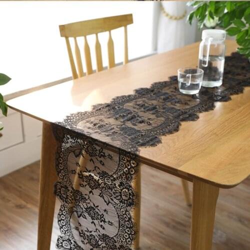 Dream NS 35*300cm European chair yarn black eyelash lace table flag wedding wedding decoration Christmas day party
