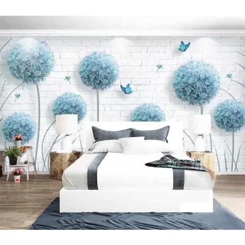 Photo 3D Wallpaper Scandinavian Style Dandelion Hand Painted Floral Background Wallpaper Decorative Painting Wallpaper
