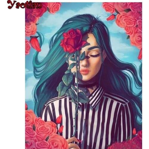 Yaobo 5D DIY Diamond Painting Beauty Rose Full Square Drill Diamond Mosaic Cross Stitch Pictures Of Rhinestones Home Decor