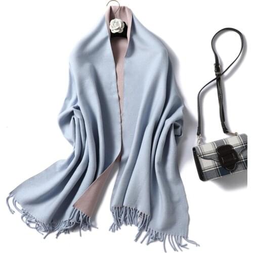 Cashmere-like Scarf Women Thick Warm Shawls Wraps Lady Solid Scarves Fashion Tassels Pashmina Blanket foulard 2020 New Winter