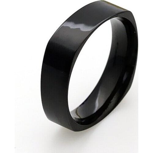 Titanium steel ring simple and stylish black square ring single men and women