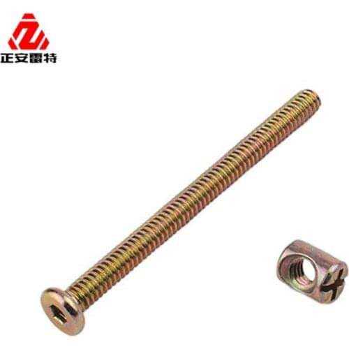 Furniture Fasteners Sets of Color Zinc Plated Joint Connector Screws and Dowel Nut