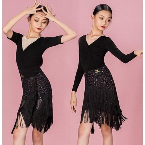 Latin Dance Costume For Girls Pink Sleeveless Vest Practice Clothes Tassel Skirt Latin Competition Dresses Salsa Dress BL4102