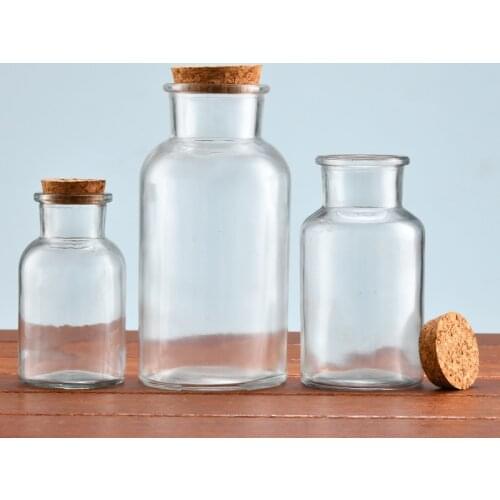 Lab Cork Thickened Transparent Opaque Glass Wide Mouth Reagent Bottle 60-1000ml
