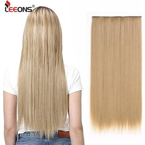 22" Straight 5 Clip In Hair Extensions Ombre Black Brown Blonde Clip In One Piece For White Woman High Tempreture Synthetic Hair