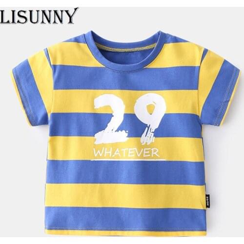 LISUNNY 1-6y Boys T-Shirt 2021 Summer Children Short Sleeve T-shirt Cotton Striped O-Neck Kids Tees Baby Fashion Tops Clothes