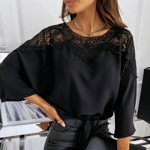 Patchwork Autumn Winter Solid Color Long Sleeve Blouse for Daily Wear