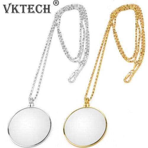Chain Magnifying Glass Metal Jewelry Loupe 5X Magnifier Optical Lens Necklace Pendant Portable for Reading Watch Repair Gift