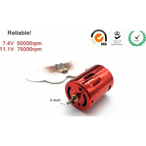 Reliable! 7.4V 50000rpm/11.1V 75000rpm High speed D shaft motor,5521 water gun 370 motor,Single/double ball bearing