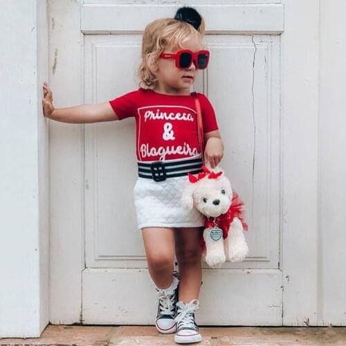 0-4T Toddler Kid Baby Girl Clothes set Summer T Shirt Short Sleeve Top Skirt Set Elegant Fashion Streetwear Cute Dress set