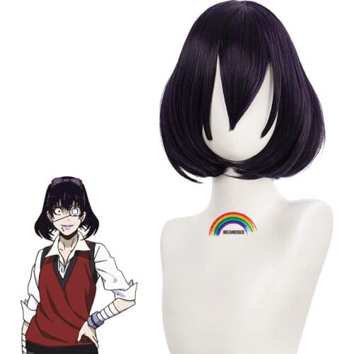 Anime Kakegurui Compulsive Gambler Midari Ikishima Cosplay Short Synthetic Hair Halloween Christmas Carnival Wigs free wig cap