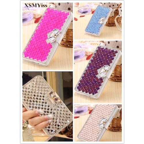 XSMYiss Luxury Bling Rhinestone Diamond for Samsung S6 S7 S8 S9 S10 PLUS S10 Lite Note5 8 9 PU Leather Filp Cover Wallet Case