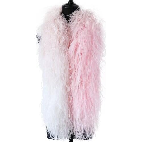 2 Meters PINK Fluffy Natural Ostrich Boa Shawl/Scarf Decorative Feathers Wedding Party Dress Decoration Soft Plume Crafts