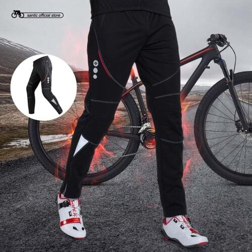 Santic Winter Autumn Outdoor Sports Cycling Pants Men Long Pro Padded Bike Warm Anti-pilling Trousers Bicycle Downhill Pants