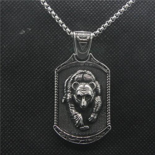 Strong Grizzly Bear Pendant 316L Stainless Steel Fashion Cool Fashion Animal Mens Pendant
