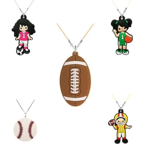 1PCS PVC 2021 new design Neck chain sport girl boy ball series cartoon figure necklace men women charms trend Rope chain gift