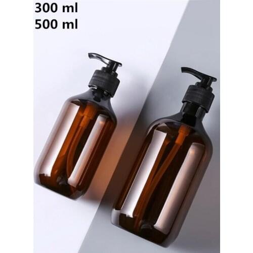 10 PCS 300 500 ML Brown Lotion Cream Storage Plastic Bottle 10 17 OZ Shower Gel Dispensing Container New Packaging Pump Bank