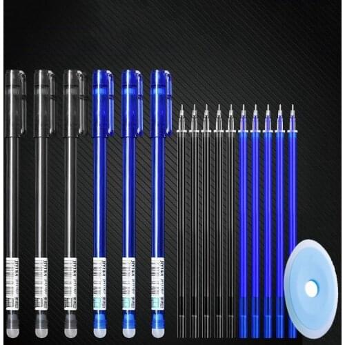 20pcs/lot Office School Magic Erasable Pen Set 0.5mm Washable Handle Gel Pens for Students Gift Blue Black Ink Kawaii Stationery