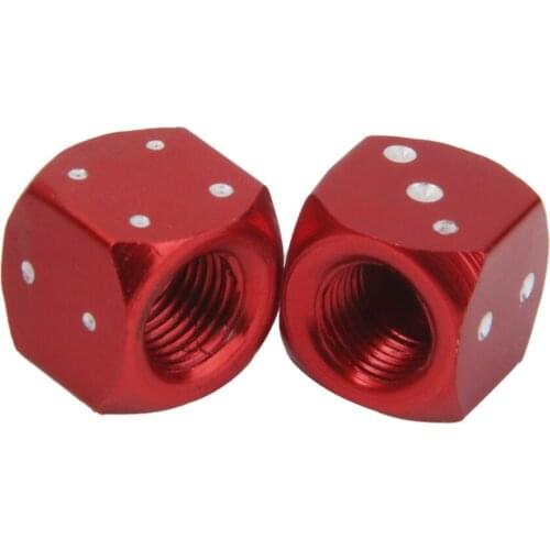 2x Red Dice Style Tire Wheel Valve Stems Caps For Universal Motor Car Truck