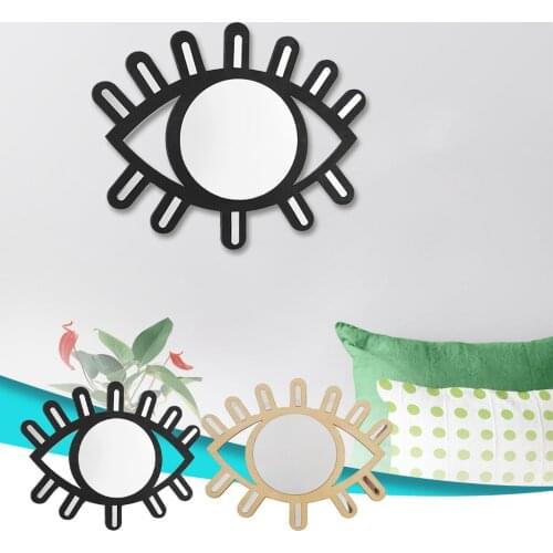 3D eyes Wall Mirror Nordic Style Wooden Eye Shape Wall Decoration Mirror Explosion Room Decoration Bohemian Style Home Design