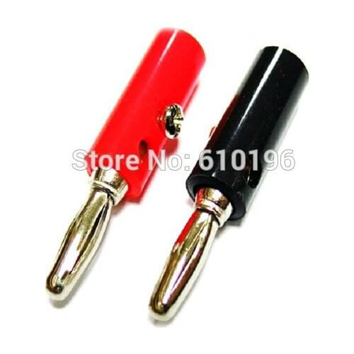 50PCS/LOT 4mm Tighten Screw Type Standard Banana Plug Jack Black And Red