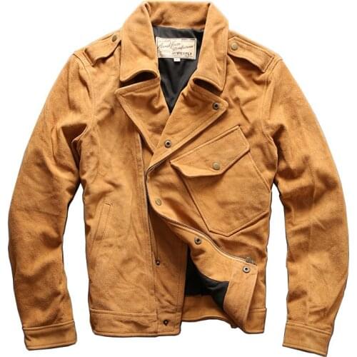 6A-3 Read Description! Asian Size Genuine Cowhide Leather Men’s Coat Vintage Motorcycle Biker Jacket
