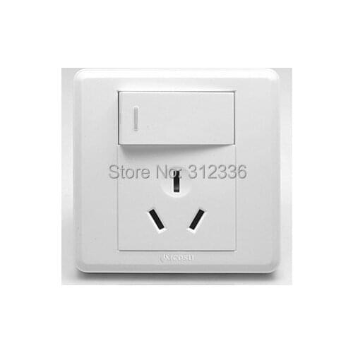 Free shipping 3 Holes 16A with switch White Panel wall Socket Wall Outlet Power Outlet