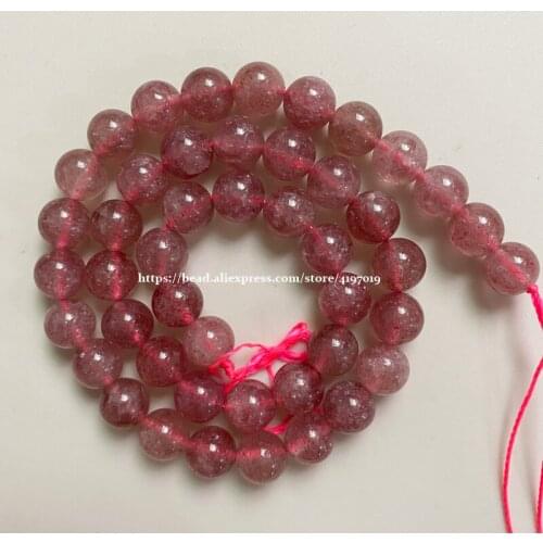 Free Shipping Natural Stone Strawberry Crystal Quartz Round Loose Beads 15" Pick Size For Jewelry Making DIY