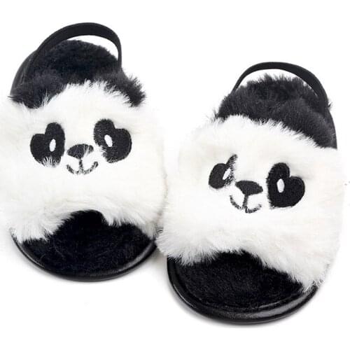 Newborn Baby Girl Boy Summer Shoes Soft Sole antiskid Infant Shoes For Girls Cartoon Panda Plush Upper Baby Sandal Shoes F145