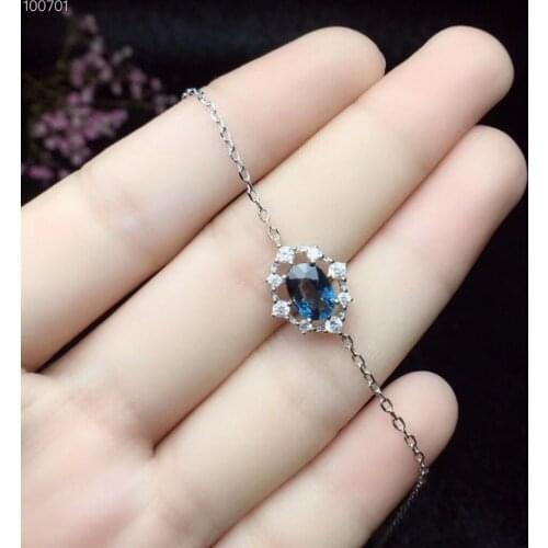 925 sterling silver gold-plated natural sapphire bracelet Simple fashion style Birthday gift