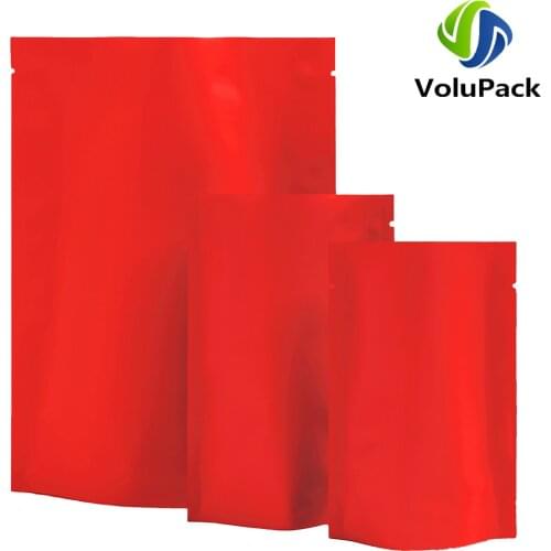 Eco Vacuum Heat Seal Packaging Bags To Keep Food Better! Matte Red Stand Up Tear Notch Pouches Aluminum Foil Mylar Plastic Bags