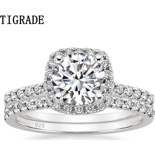 1.25CT 925 Sterling Silver Bridal Rings Sets Cubic Zirconia Halo CZ Engagements Rings Wedding Bands For Women Promise Rings