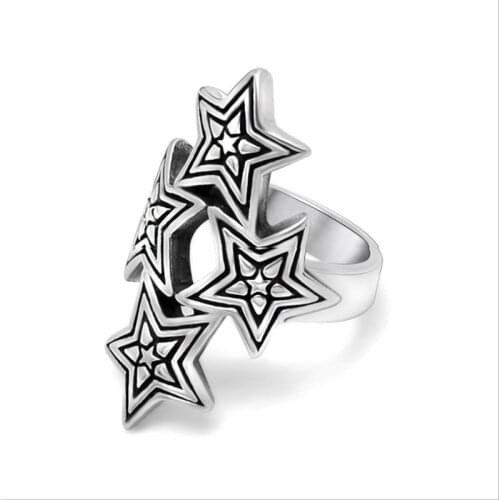 Big Pentacle Pentagram Style Mens Rings Titanium Steel Vintage Rock Punk Classic Fashion Party Biker Jewelry