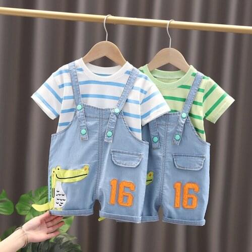 Baby Boy Clothes Set Newborn Plaid T-shirt + Overall Shorts Toddler Boys Girls Outfits Suits Boys Overalls Set
