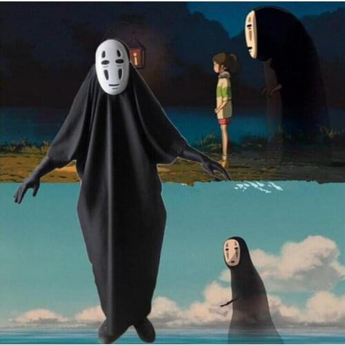 3pcs Anime cosplay costume set spirited away No Face man clothes unisex mask gloves suits adult kids fancy ball halloween party