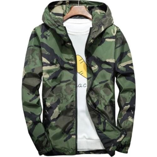 Windbreaker Jackets Men Casual Spring Hooded Camouflage Jacket Mens Streetwear Hip hop Sportswear Camo Army Jacket Clothes M-4XL