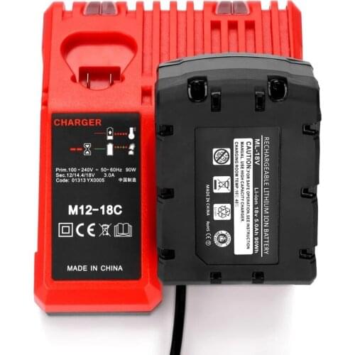M12-18C Li-ion Battery Charger for Milwaukee 12 V 14.4V 18V C1418C 48-11-1815/1828/1840 M18 M14 M12 Lithium Battery