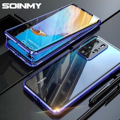 Double Glass Magnetic Phone Case For Huawei P40 Lite P40 P30 Pro Tempered Glass Back Cover for Huawei Honor 30 V30 30S Nova 7 SE