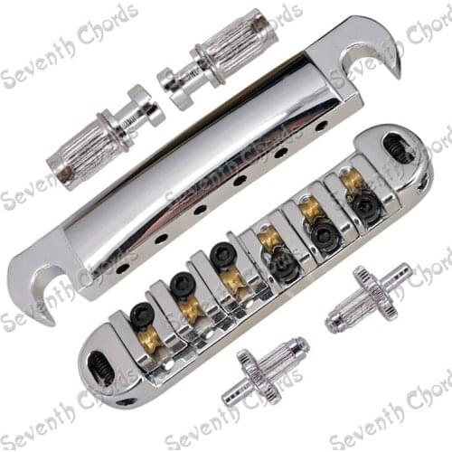A Set Chrome Roller Saddle Tune-O-Matic Bridge & Tailpiece For LP Electric Guitar With Small Studs & Anchor - (TOM-QQ-ZLQT-CR)