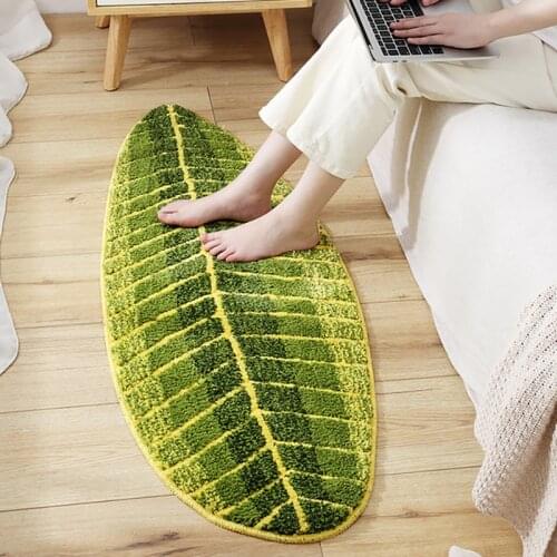 Floor Mat Leaf Shape Kitchen Carpet Entrance Door Mat for The Bedroom Living Room Non-slip Mats Dust-proof Fluffy Rug Carpets