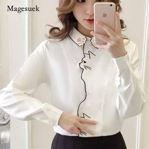 Autumn Long Sleeve Embroidery Women Blouses Shirt Office Girl Shirt Female Pattern White Shirt Female Women Tops Blusa 7902 50
