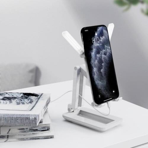 Phone Stand Adjustable Height Fill-in Light ABS Desktop Cooling Heat Dissipation for Cell Phone
