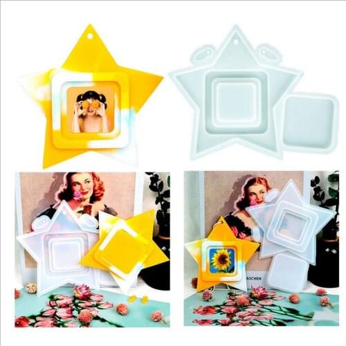 Transparent Silicone Mould Dried Flower Resin Decorative Craft DIY Five-pointed star photo frame epoxy resin molds for jewelry